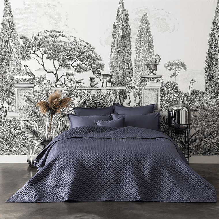 Poesie Bedspread (Slate Blue)